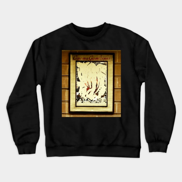 Scratched movie posters of old movie theater in Italy Crewneck Sweatshirt by Reinvention